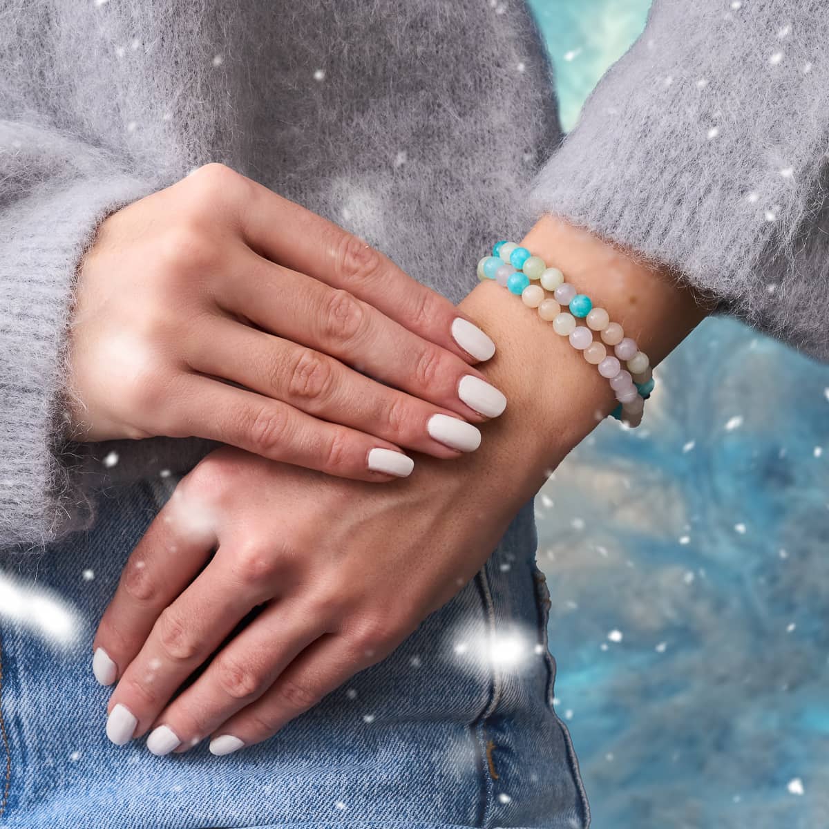 Schimmernde Gletscher | Silber | Vergoldetes Türkis-Edelstein-Wrap
